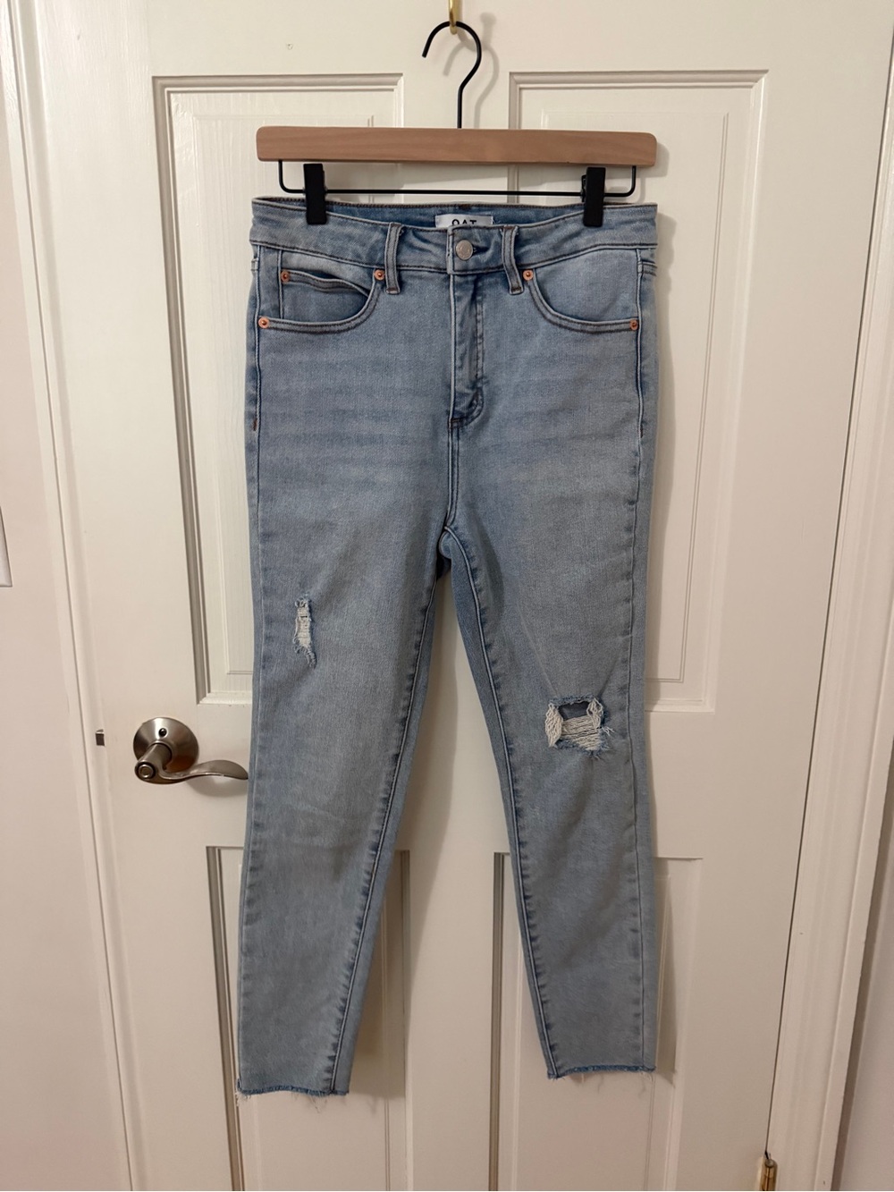 Oat New York Light Blue Distressed Skinny Jeans